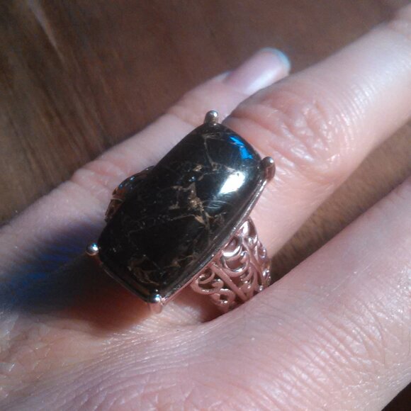 Matrix Silver Shungite Copper Ring (Size 8) - Picture 7 of 10